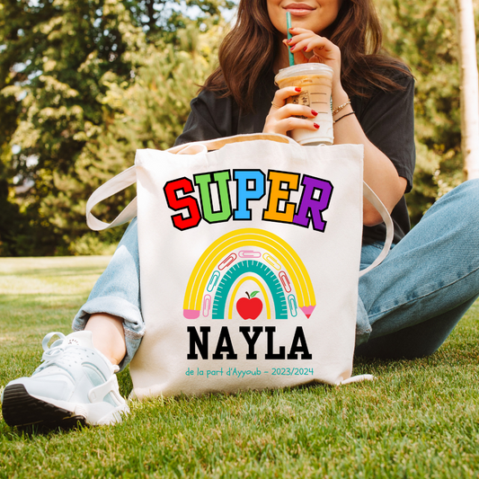 Tote bag Super + Prénom