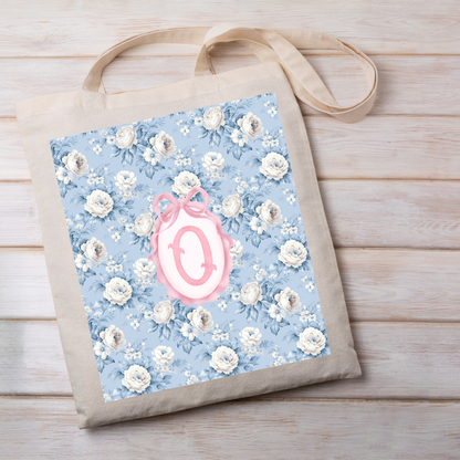 TOTE BAG FLEURS + INITIALE